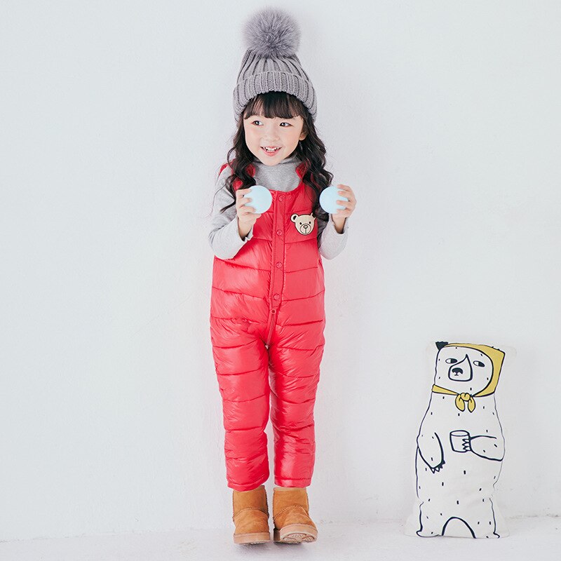 Capretti del bambino Giù Pant Boys & Girls Caldo in Piuma D'oca Globale per la Russia Inverno Bambini Pantaloni Per Bambini Tuta 2-4 Anni Del Bambino Pantaloni