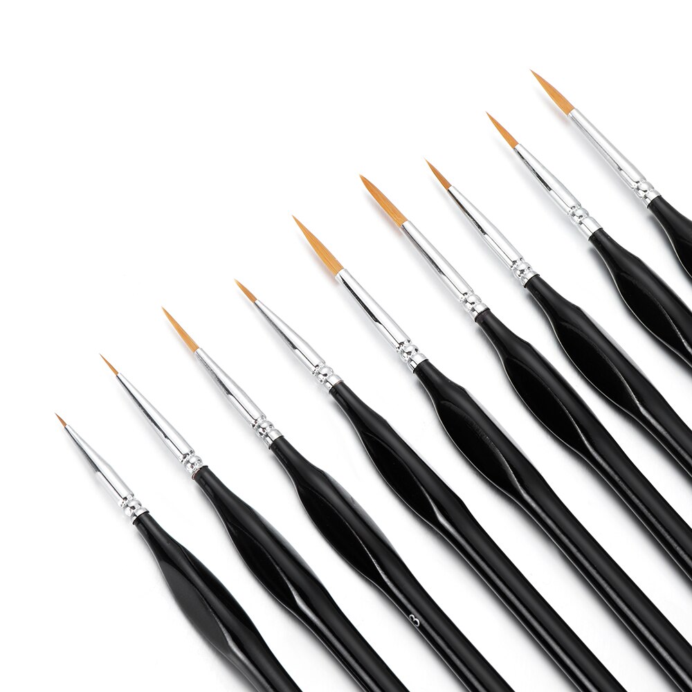 9PCS/Set Pointed Cartoon Detail Liner Extra Fine Tip Miniature Model Paint Brush Set Acrylic Oil Artist Supplies