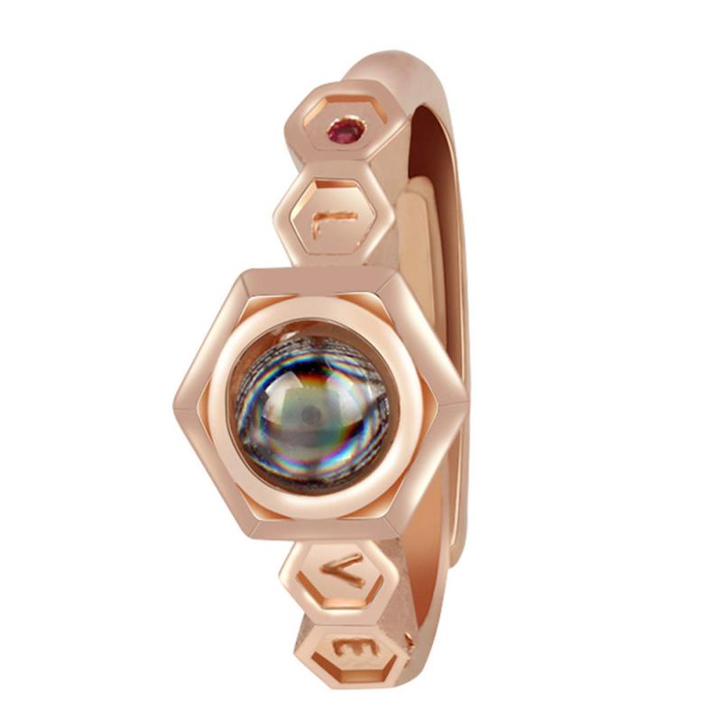 100 sprache ICH Liebe Sie Projektion Adjectable Ringe Liebe Speicher Ring Valentinstag Romantische Schmuck: square rose gold