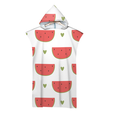 Volwassen Vruchten Afdrukken Microfiber Strand Poncho Handdoek Met Capuchon Zwemmen Surf Veranderende Gewaden Sneldrogend Badhanddoeken Beachwear