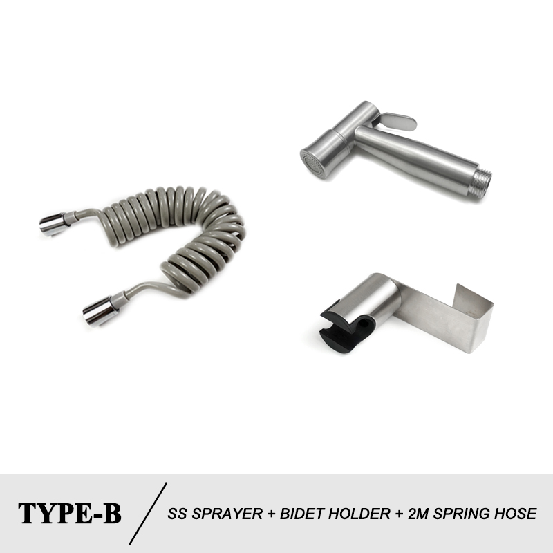Bidet Douche Kranen Wc Handheld Spuiten Rvs Douche Set Tank Haak Bidet Sproeier Zelfreinigende Shattaf Voor Badkamer: 3 PCS Set PVC Hose B
