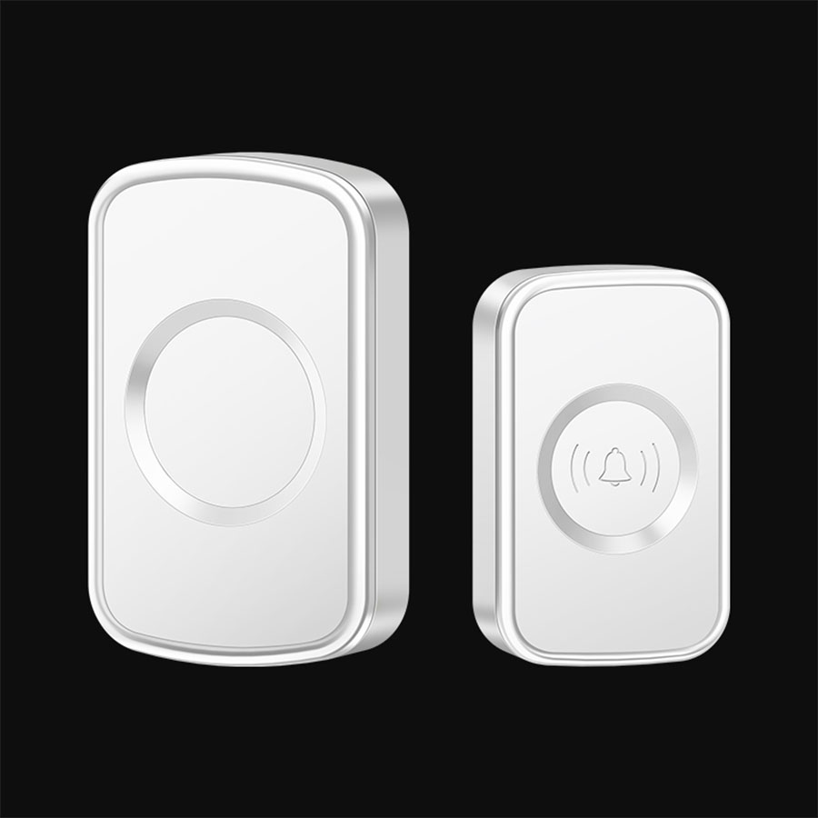 CACAZI Heimat DC batteriebetriebene kabellose wasserdichte Türklingel, intelligente 300-Meter-Fernbedienung, 60 KlingeltöNe, draussen-Anrufglocke: gräulich Braun