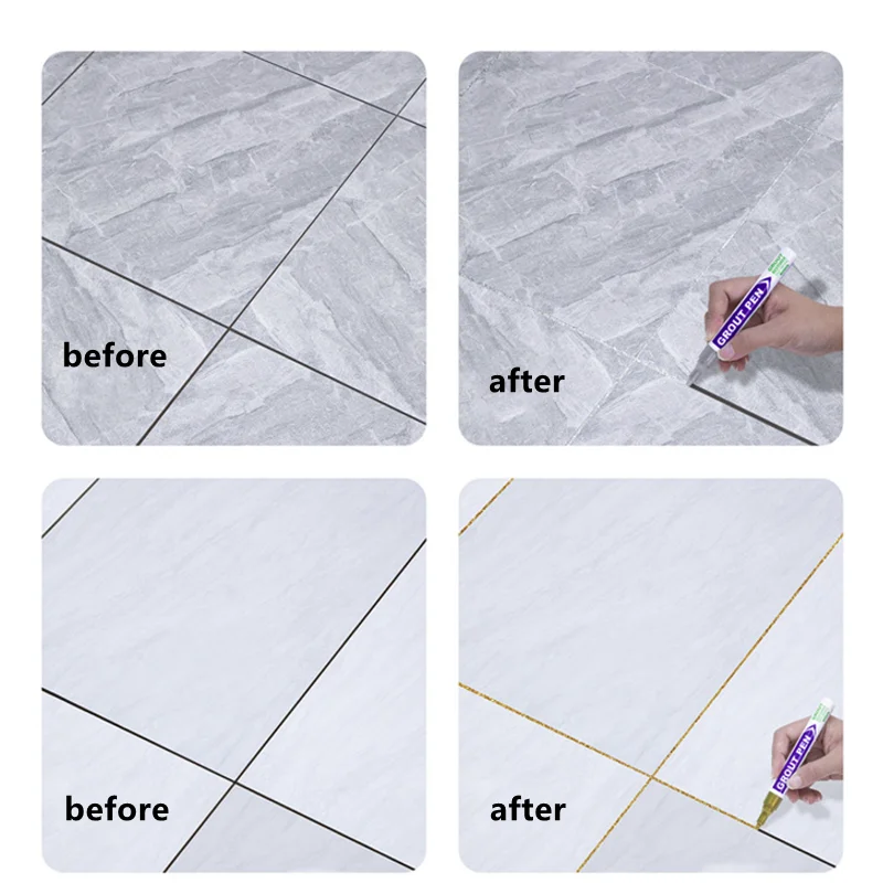 8 farver hvid fugepen vandtæt vægfuge restaureringspen til badeværelse, væg og gulv, dekontaminering, søm reparationspenne