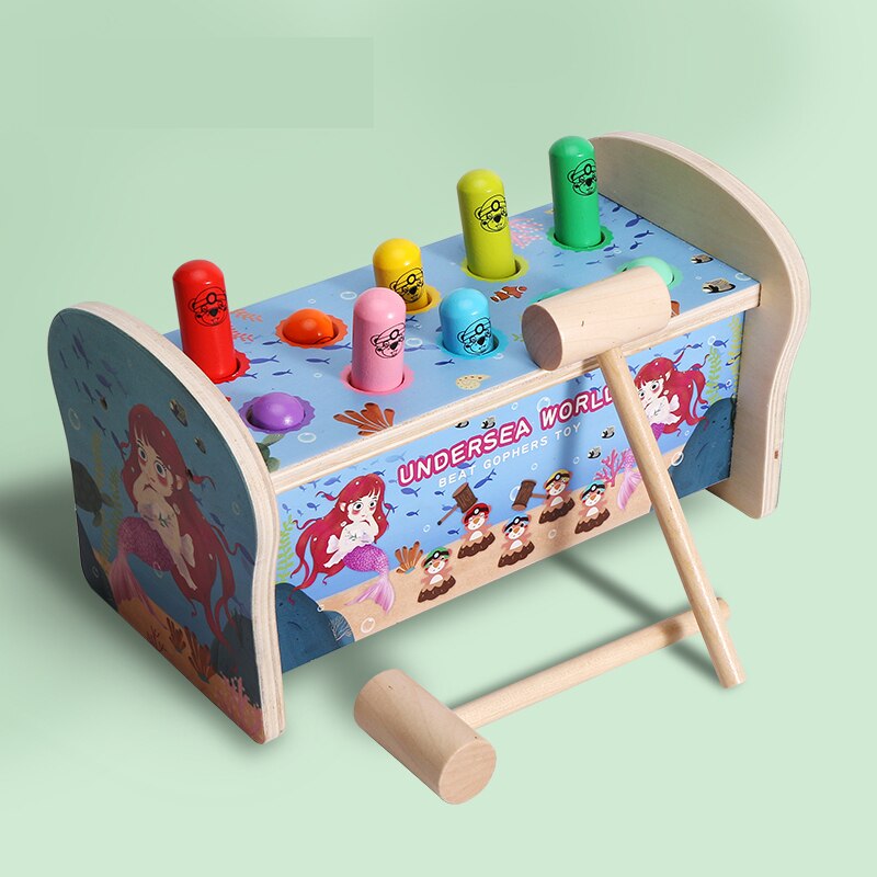 Giocattoli da banco per martellare martello panca in legno con martello giocattoli per bambini in età prescolare giocattoli educativi giochi divertenti per bambini: Mermaid