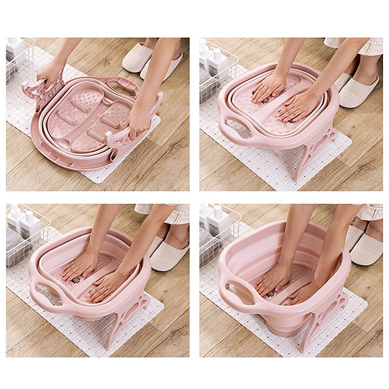 Bain de pieds pliable, seau de massage moussant simple, bassin de bain de pieds en plastique, grand rehaussement, baril de forçage, réduit la pression
