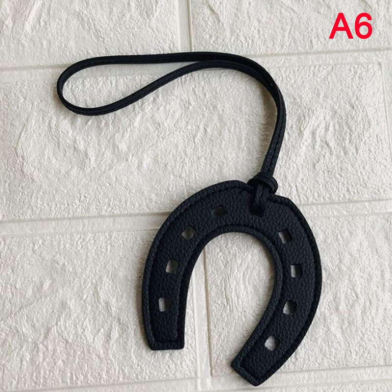1 stk pu læder hestehov hestesko nøglering håndtaske nøgleringe nøglering holder charm taske pung tilbehør til kvinder og piger: A6