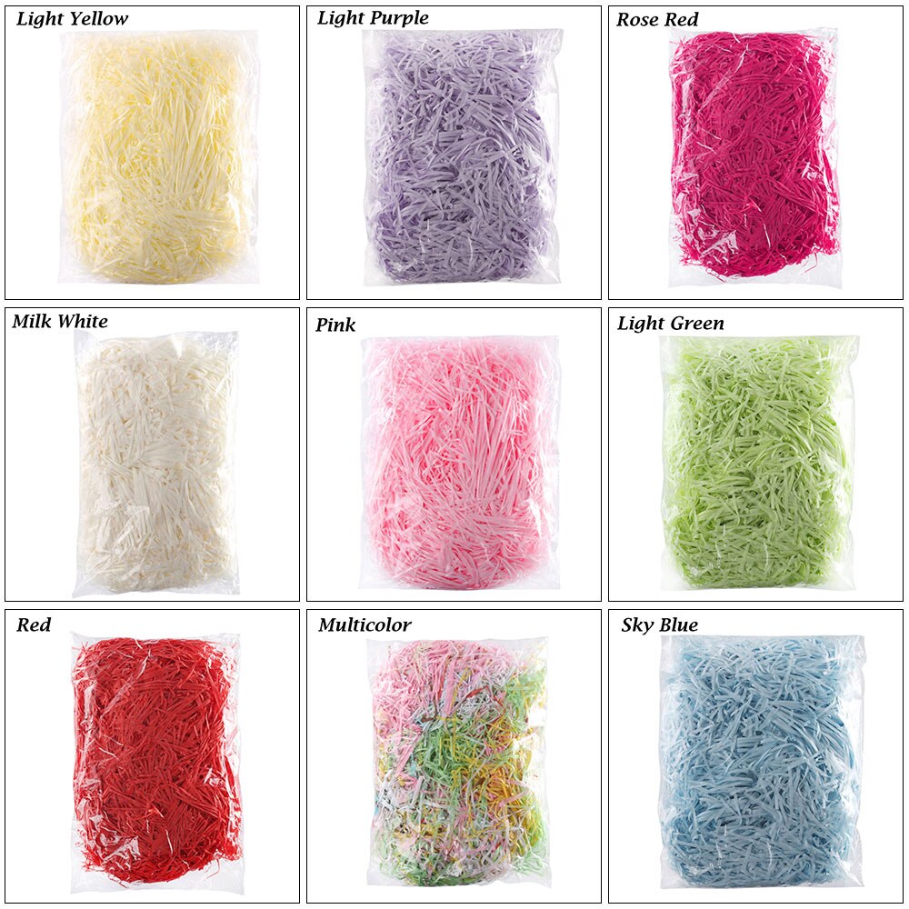 Confettis en papier raphia de 100g, pour boîte, remplissage de fête, accessoires d'emballage, fournitures artisanales de bricolage