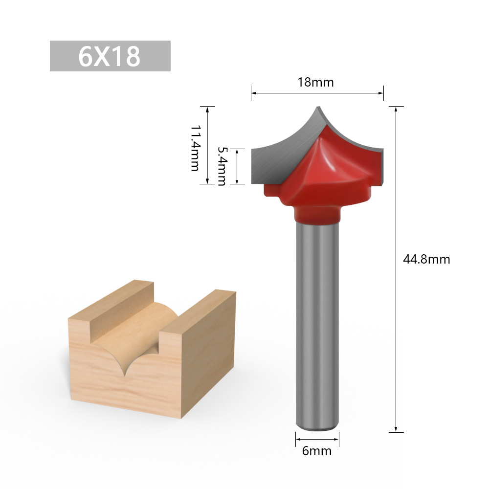 6mm Shank Router Bit CNC Tools Solid Carbide Round Nose Bits Round Point Cut Bit Shaker Cutter Tools For Wood Woodworking Tools: 6X18