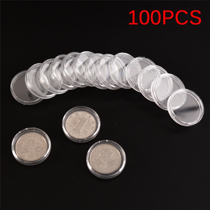 100 Stks/partij 27mm Kleine Ronde Transparant Plastic Coin Capsules Case
