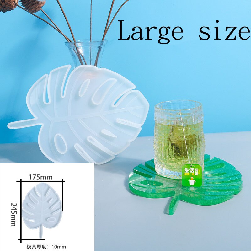 Molde de posavasos de hormigón, bandeja epoxi con de hojas de tortuga, posavasos de arcilla casero: B  mold