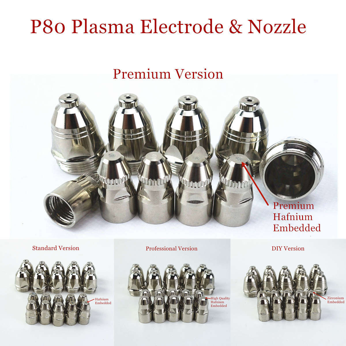 25 stk  p80 plasma skjærebrenner forbruksmateriale skjære cnc 60a 80a 100a p80 plasma brenner skjold kopp spissen elektrode munnstykke