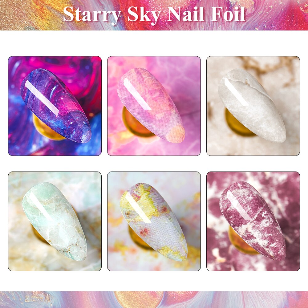Transfer klistermärke gel set nagelhäftande lim överföringsfolie klistermärke nagelfolie stjärnhimmel marmor nail art överföring klistermärken dekaler
