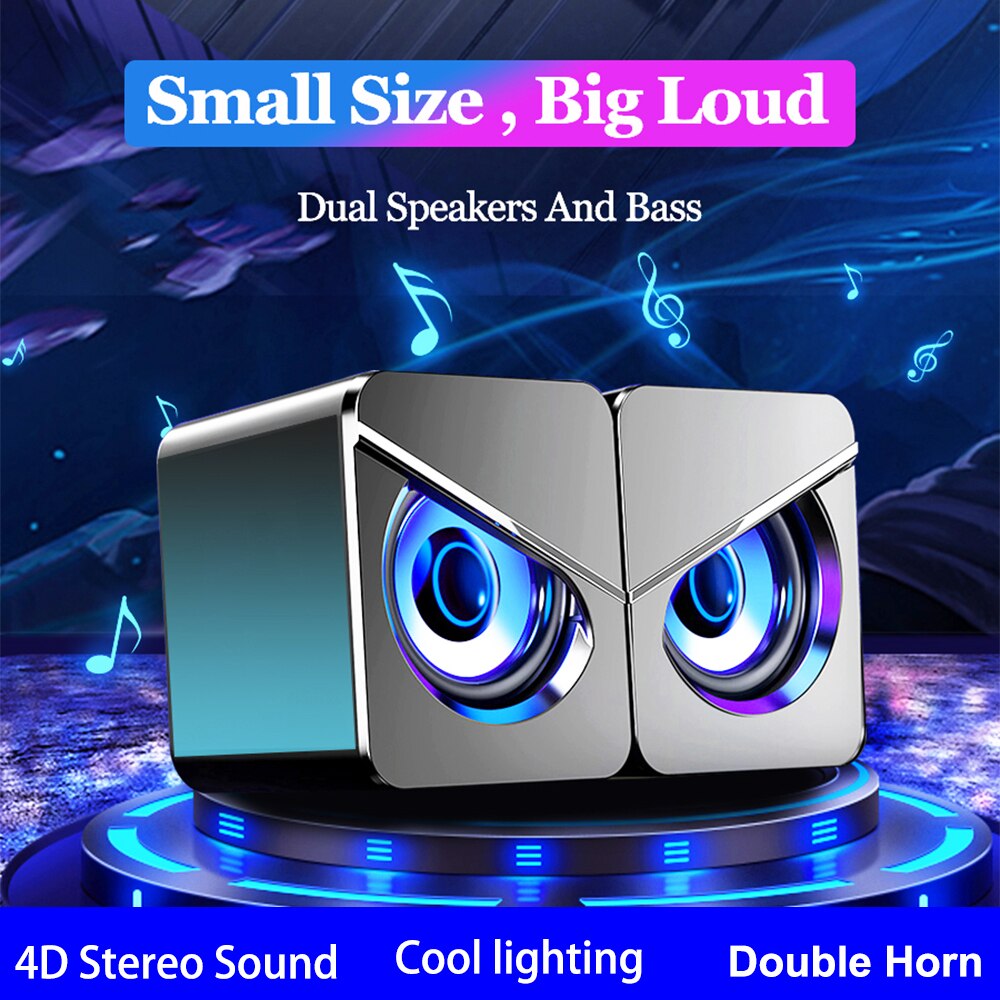 Mini Computer Speaker, Pc Speakers Voor Desktop Computer, Laptop Speaker Met 4D Stereo Geluid, Luid Volume, verbeterde Bas.