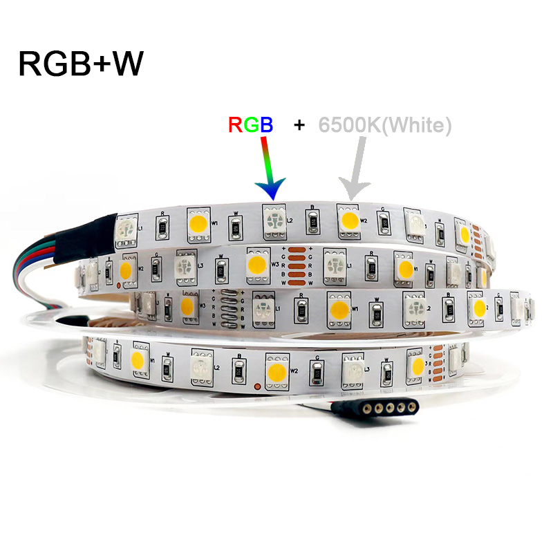 5M 300LEDs Waterproof RGB LED Strip 5050 DC12V 60LEDs/M Flexible Light Belt Led Ribbon Tape Home Decoration 24V RGBW Lamp Strips: WHITE / Emitting Color2 / 0-5W