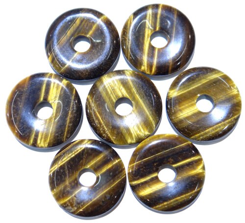 35mm natural stone Turquoises Quartz crystal tiger eye donut charm pendant for diy jewelry making Necklace Accessories12pcs: NO.5