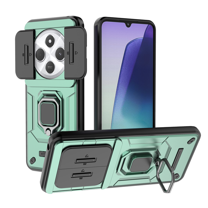 For Xiaomi Poco C75 4G Case Slide Window Lens Protect Armor Case For PocoC75 Poko Little Pocco C75 C 75 Magnetic Ring Cover