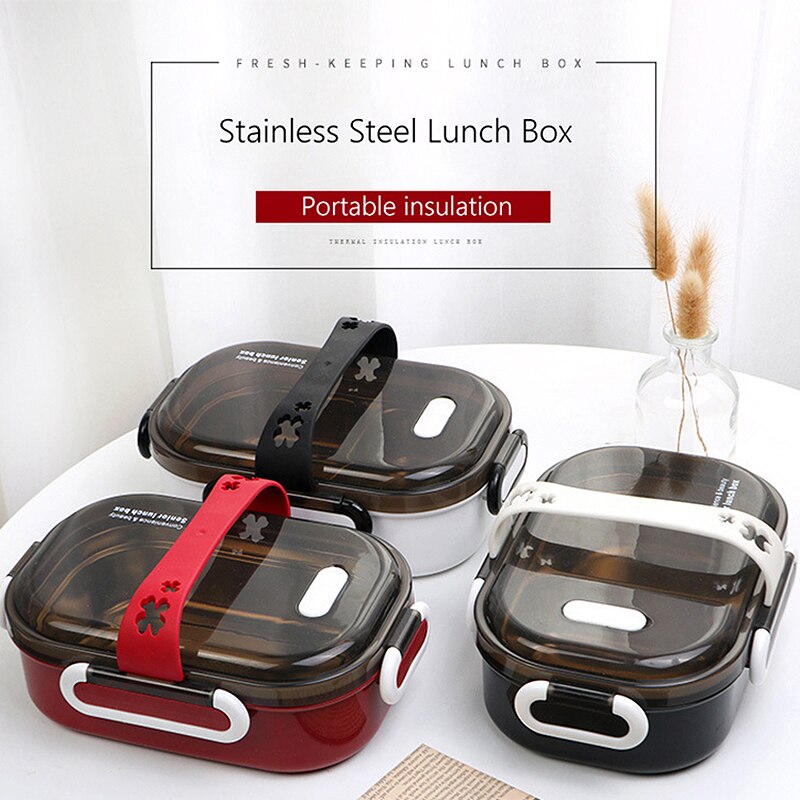 Portable Insulated Lunch Box Leakproof Stainless Steel Bento Box Office Worker Microwave Tableware Salad Food Storage Containers