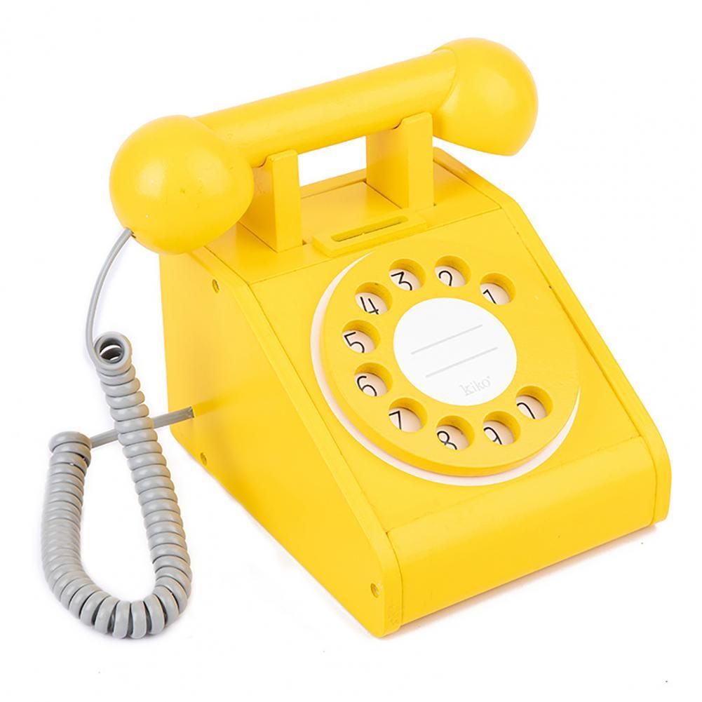 Rotary Phone Toy Hand-on Ability Universal Vibrant Color Traditional Bell Ring Tone Phone Toys:  Yellow