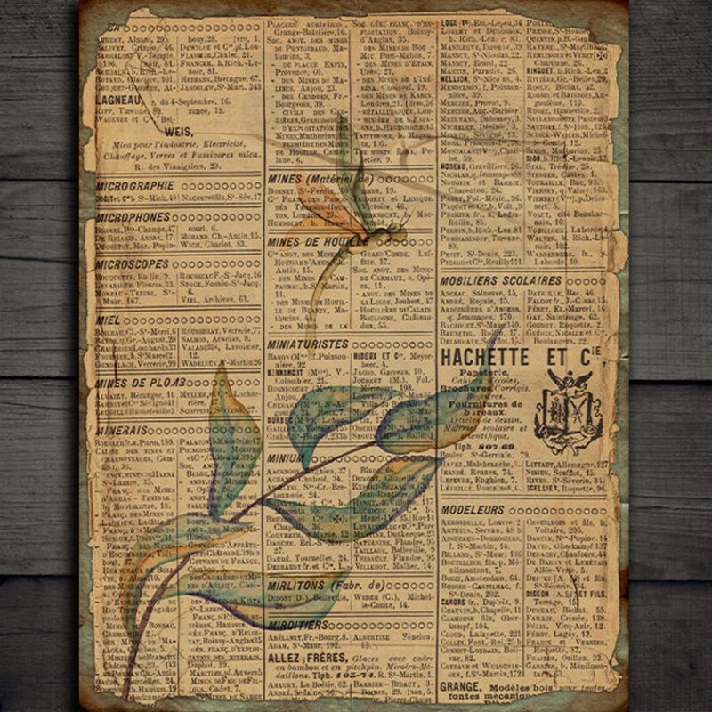 Junk Journal Large Size Retro Backing Material Decorative Paper DIY Scrapbook English Newspaper Plant Craft Decorative Paper