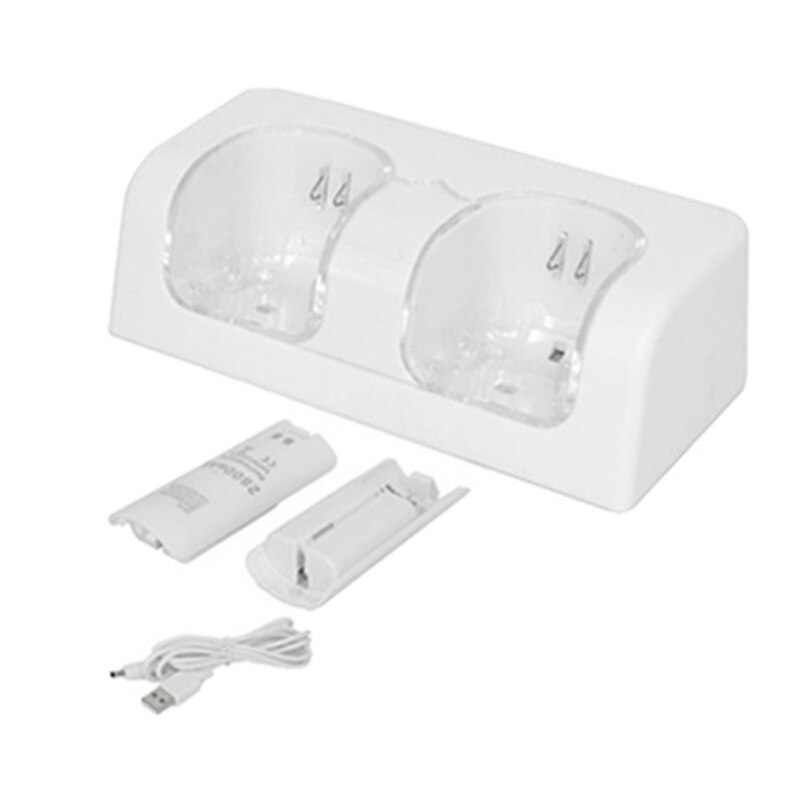 Wii Controller Battery and Noiseless Dual Charging Station White for Wii Controller with 2800MAH Rechargeable Batteries