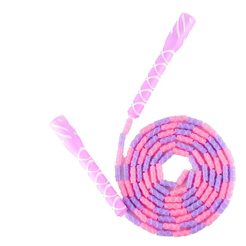 beautiful beads jump rope kids children skip skipping rope soft pvc colorful beading beaded fancy skill performance trick: purple pink