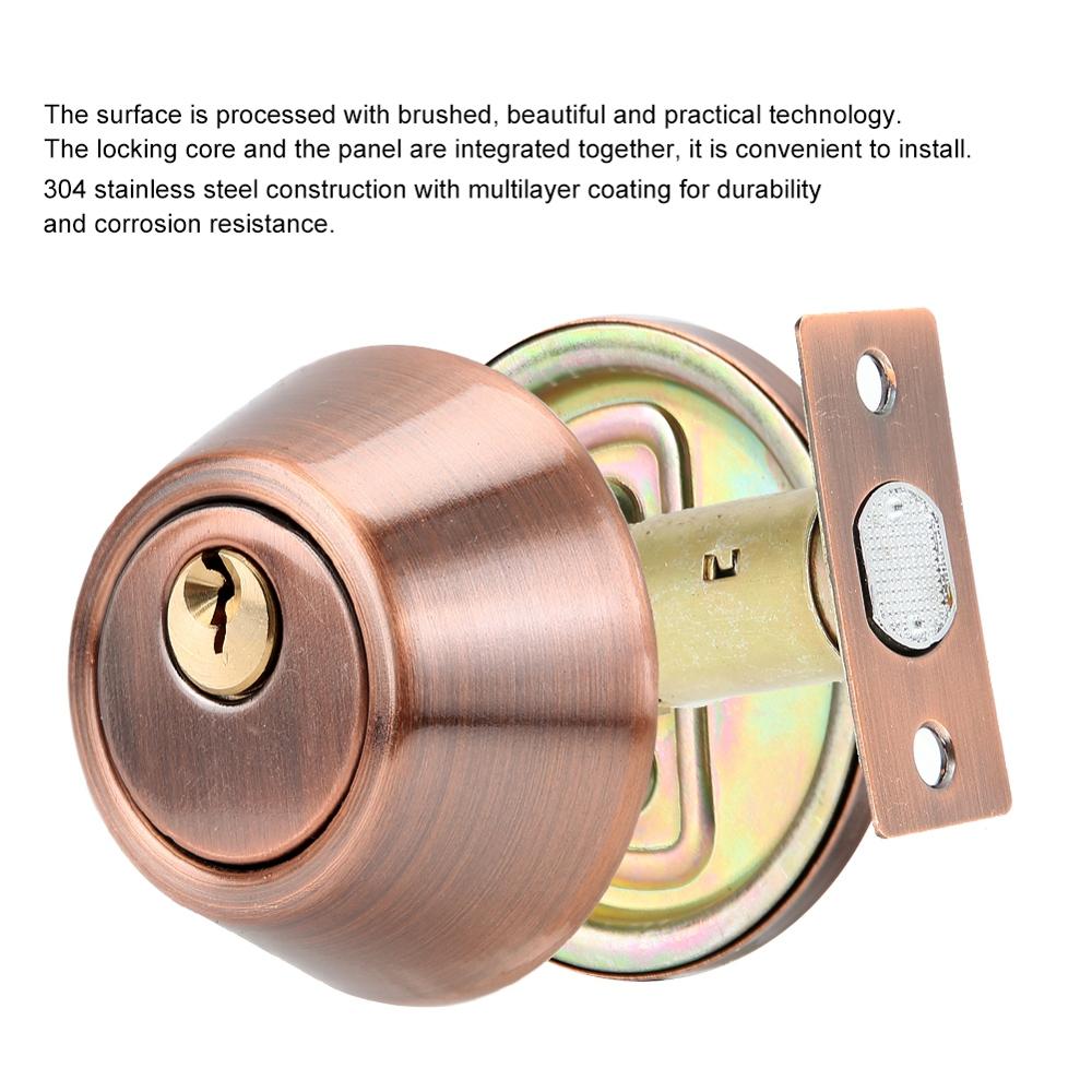 Bronze Door Lock Stainless Steel Single Cylinder Safety Anti-Theft Bedroom Door Lock with Keys