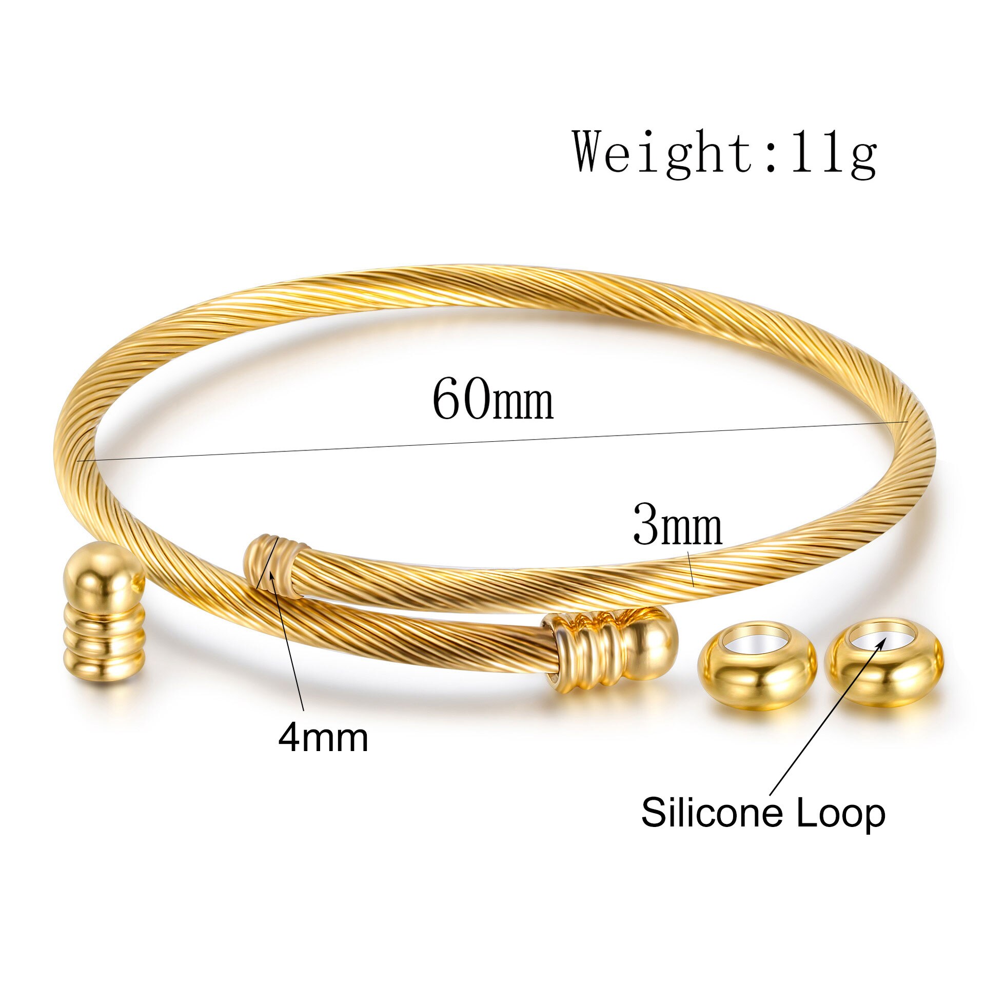 Unisex Elastische Kabel Draht Armband Edelstahl Armband Schraube mit Wechsel Ende Stecker Twisted Manschette Charme Perlen fit DIY Schmuck