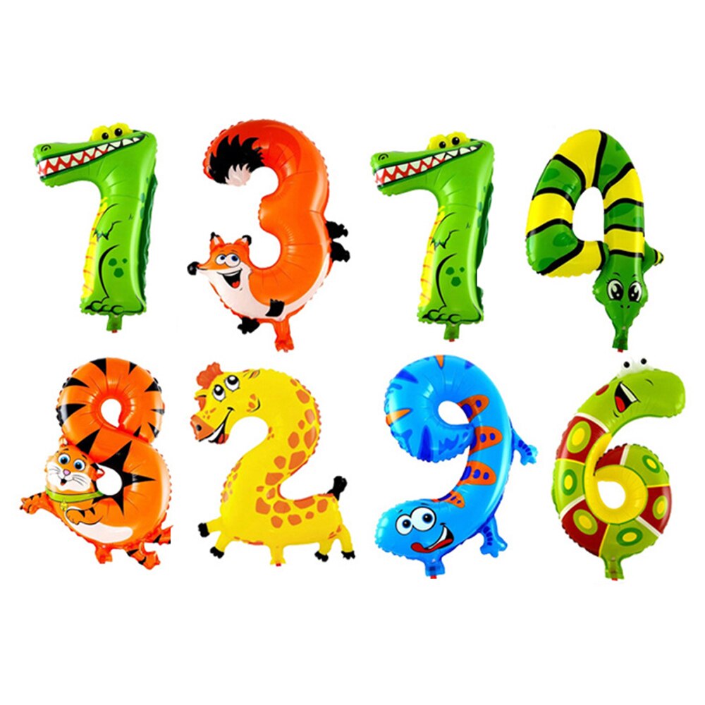 2 Stuks Animal Nummer Folie Opblaasbare Ballon Bruiloft Gelukkige Verjaardag Ballonnen Party Decor Kids Kinderen Speelgoed