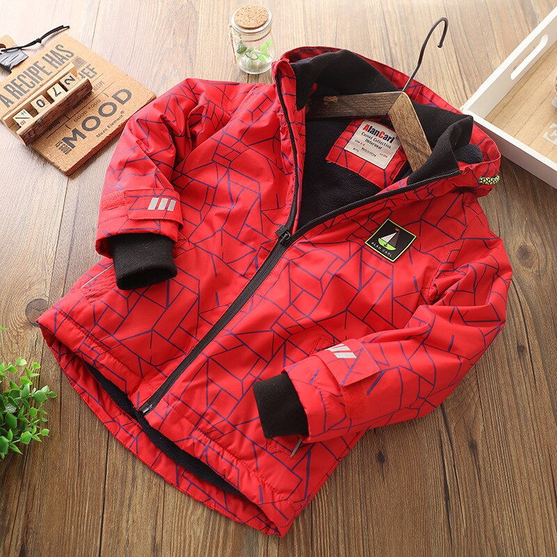 Jongen Winter Jassen -Katoen Klopte Thicken Warm Bovenkleding Hooded Jas Voor Grote Jongen Fluwelen Kleding Tieners