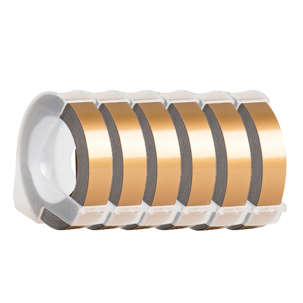 6 rollen Mehrfarbig PräGen Band 9MM Präge Etikett Band Nachfüllung Kompatibel für Motex E101 und DYMO 12965 Präge Etikett Hersteller: 6Rollen Champagner