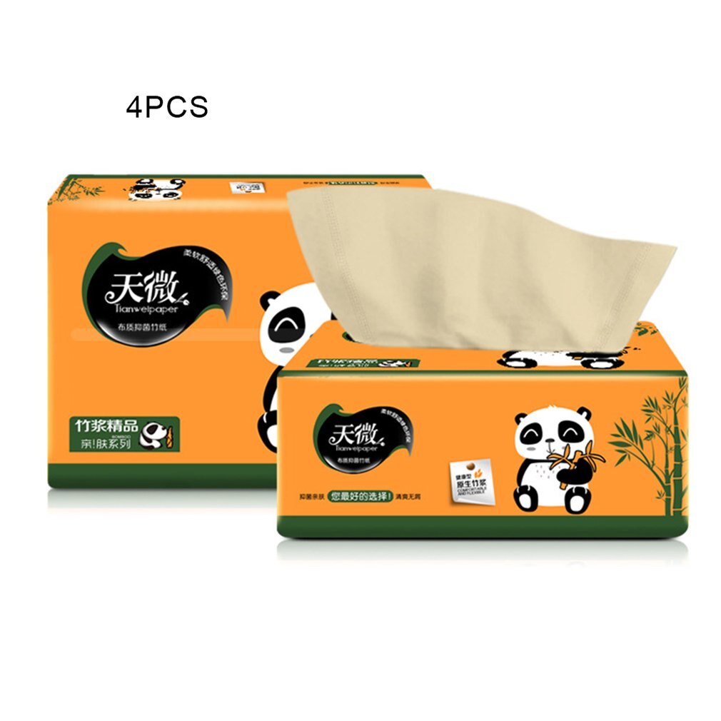4 Zakken Natuurlijke Bamboe Papier Handdoeken Draagbare Toiletpapier Voor Kantoor Voor Familie Restaurant Papieren Handdoek