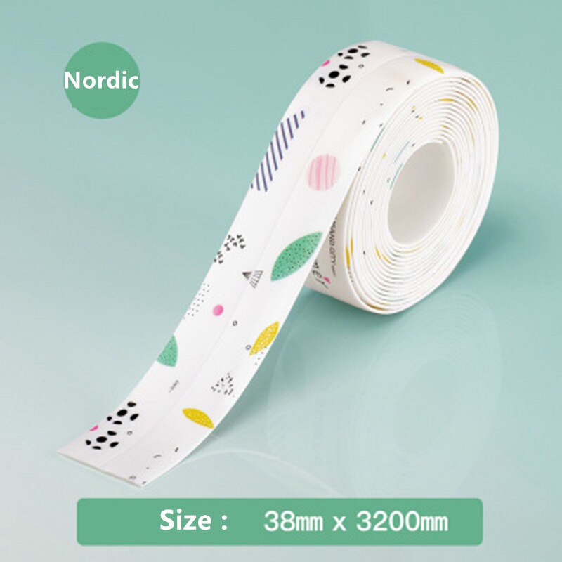3.2mx38mm Anti-mildew kitchen Paste Sink Groove Gas Stove Toilet For Corner Gap Waterproof Stickers Bathroom Sticker PVC Tape: nordic elements