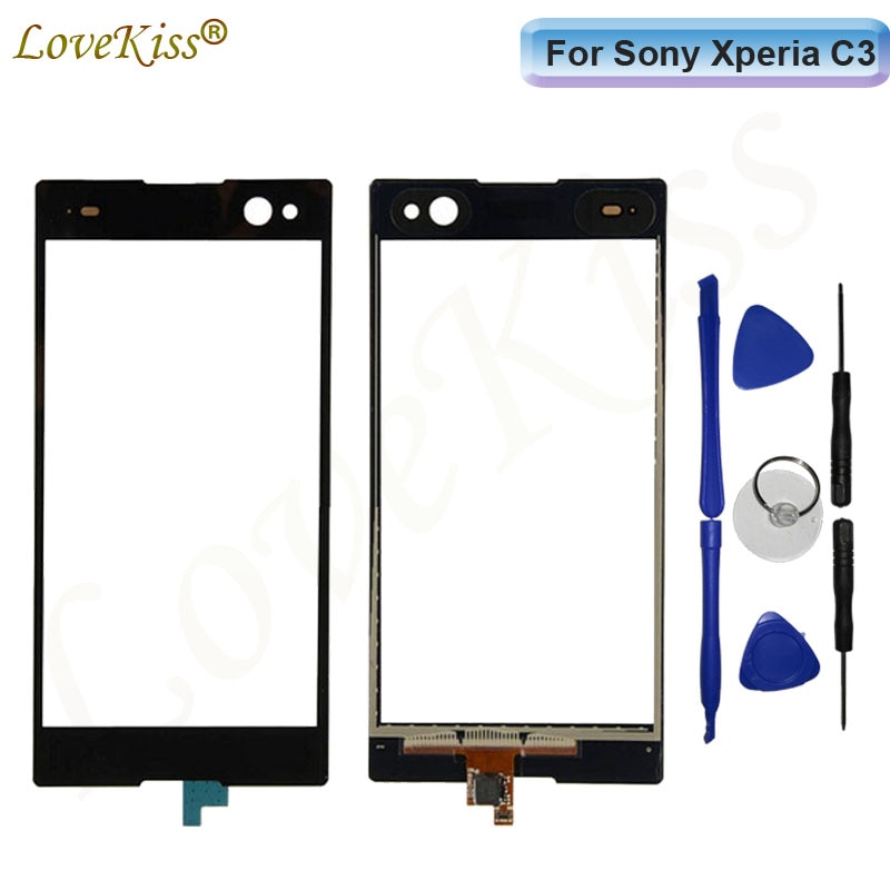 Panel frontal para Sony Xperia C3 D2533 D2502 C4 E5303 E5306 E5353, Sensor de pantalla táctil, reemplazo de lentes de vidrio para digitalizador de pantalla LCD