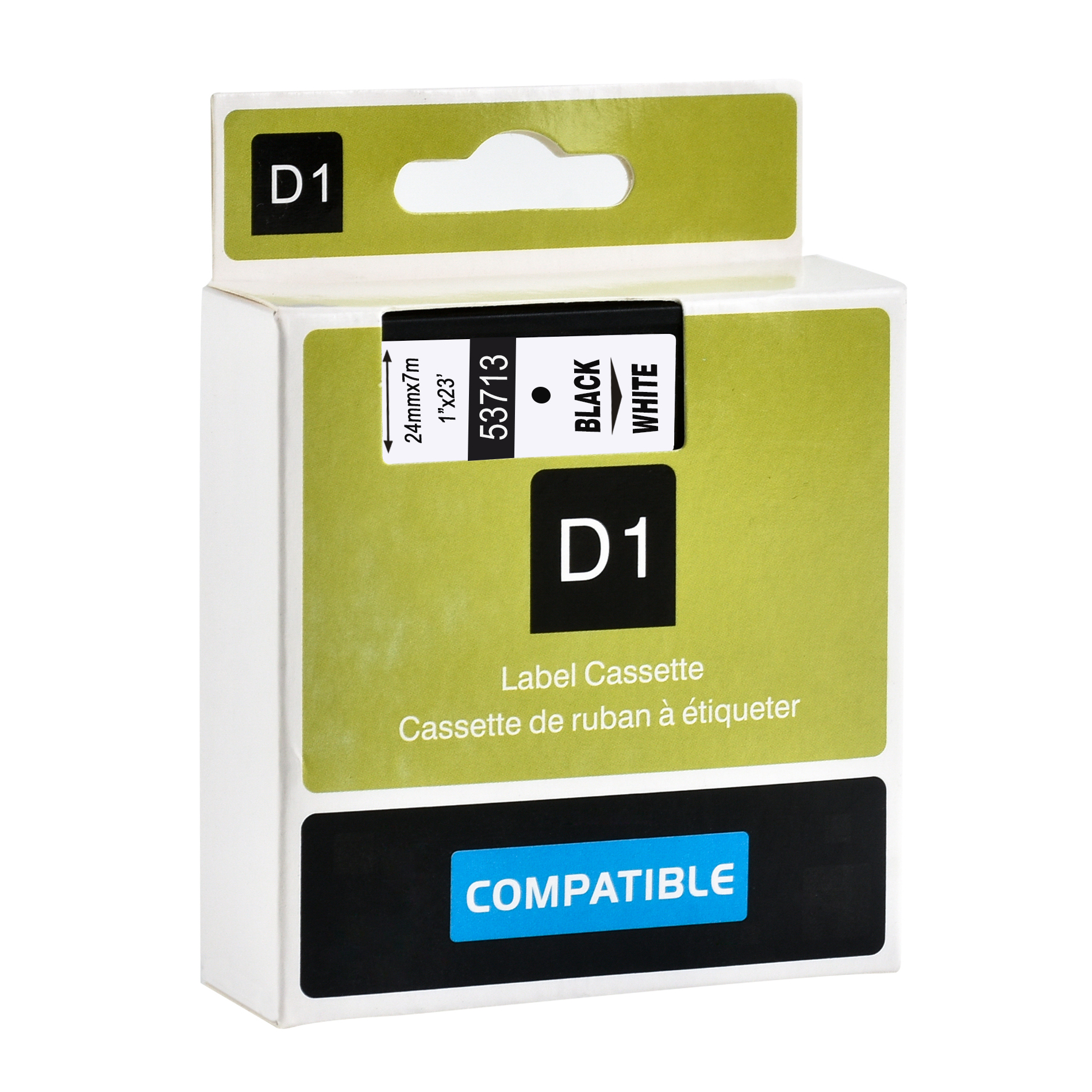 CIDY 1pcs 53713 53718 53710 Compatible 24MM black on white Dymo D1 Label Ribbons for Dymo Label Manager LM160 LM280 210 Dymo PNP
