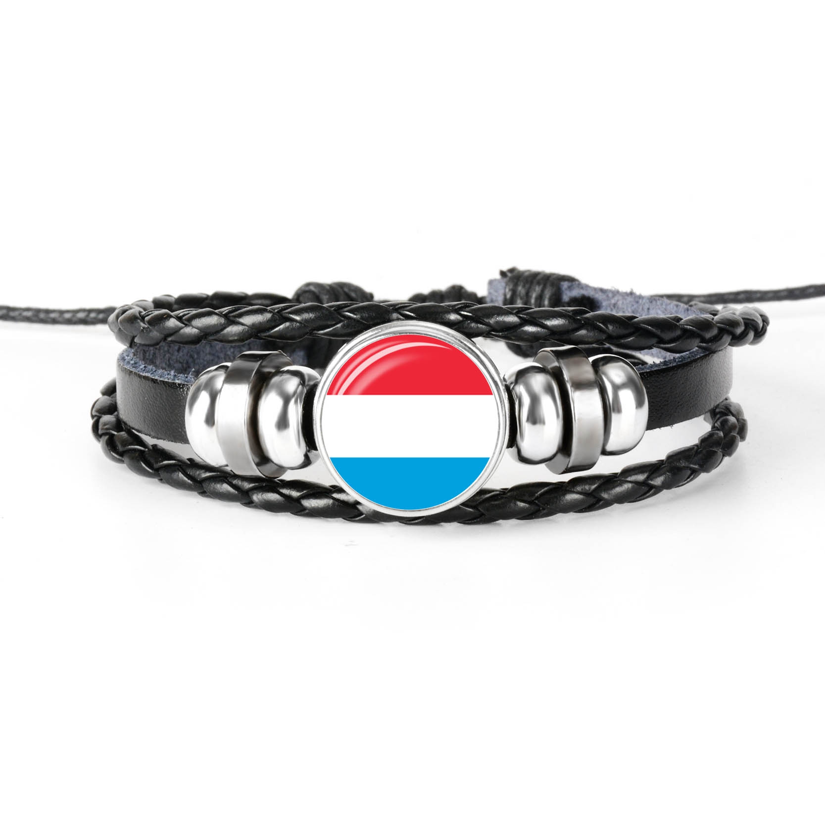 Pulsera de cuero hecha a mano para hombres y mujeres, brazalete con de la bandera de Rusia, con cabujones de cristal, de joyería,: LUXEMBOURG