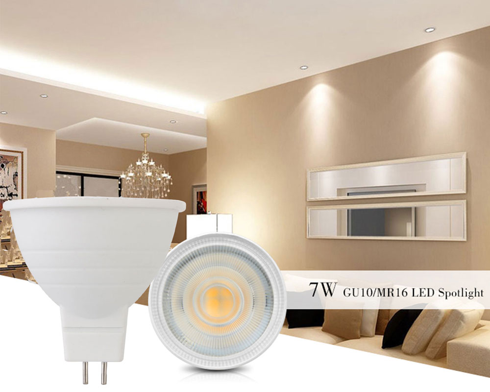 Foco LED regulable GU10, 7W, 220V, MR16, GU5.3, Chip COB, 30 focos de Ángulo de haz, bombilla led para lámpara de mesa descendente