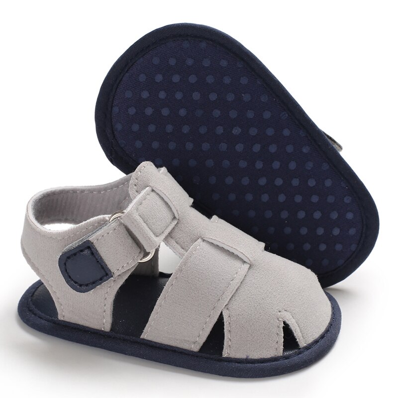 Kleinkind freundlicher Weichen Sohlen Leder lässig Schuhe Sommer Baby Jungen Sandalen Prewalker: Grau / 0-6 Monate