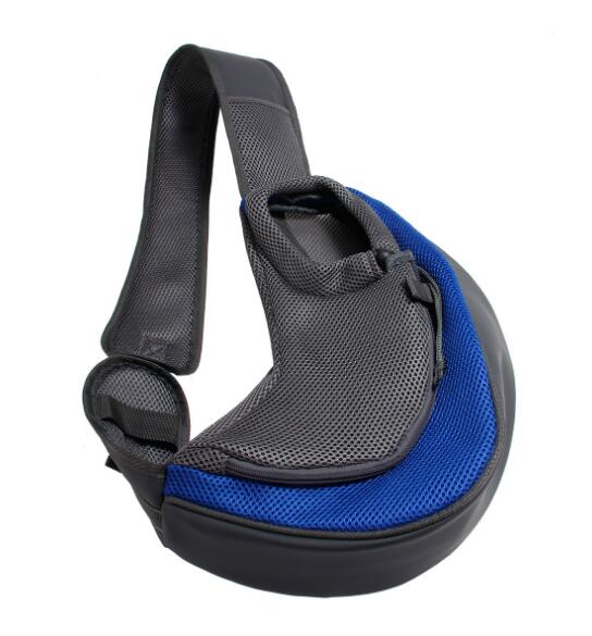 Schouder Hond Carrier Outdoor Travel Handtas Pouch Comfort Mesh Enkele Oxford Schouder Sling Mesh Reizen Tote Schoudertas: Blauw / L