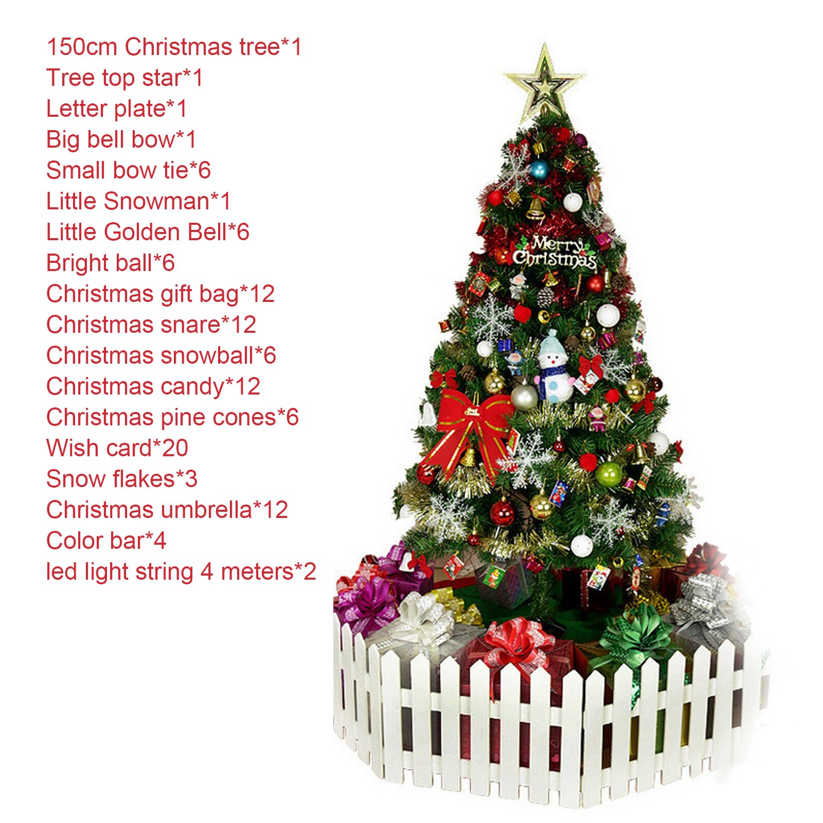 60cm/150cm/180cm Christmas Tree DIY Decorated LED Lights Glowing Christmas Tree Home Year Party Decoration: C