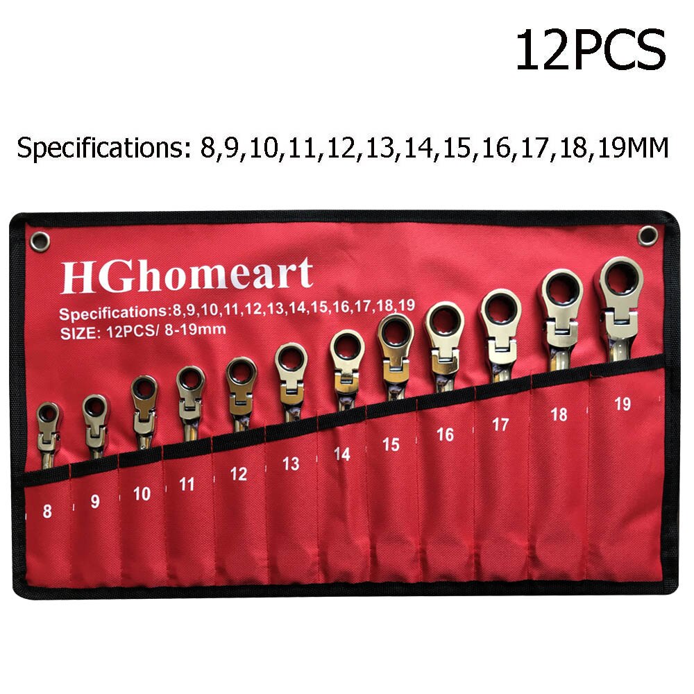 Hand Tool Sets Auto Reparatie Dopsleutel Sleutel Ratchet Wrenchs Schroevendraaier Sleutel Set Gereedschap Garage Gereedschap Voor Thuis Momentsleutel: Red-12pcs