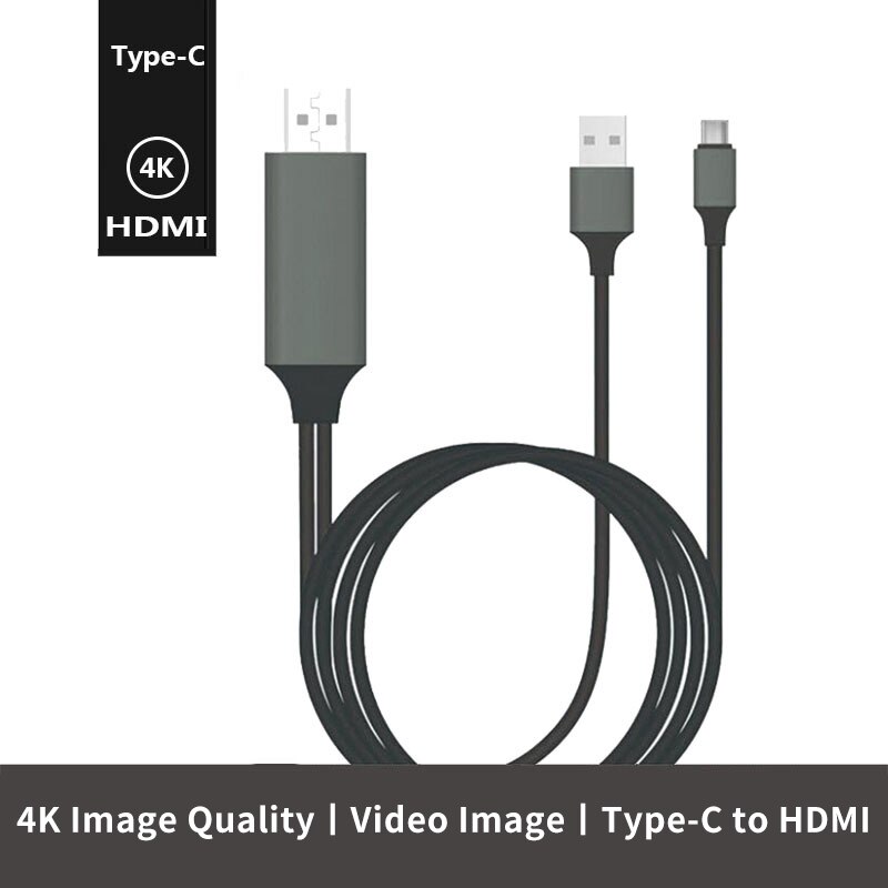 USB3.1 Type-C Naar Hdmi Converter, tv Projector Kabel 10Gbps 4K2K 30Hz Ondersteunt Sound + Video Compatibel Met Laptop Telefoons
