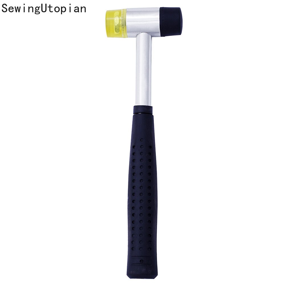 25mm Double Face Soft Touch Hammer Black Plastic Coated Grip Double Head Rubber Hammer Handheld Tool Leather DIY Tool