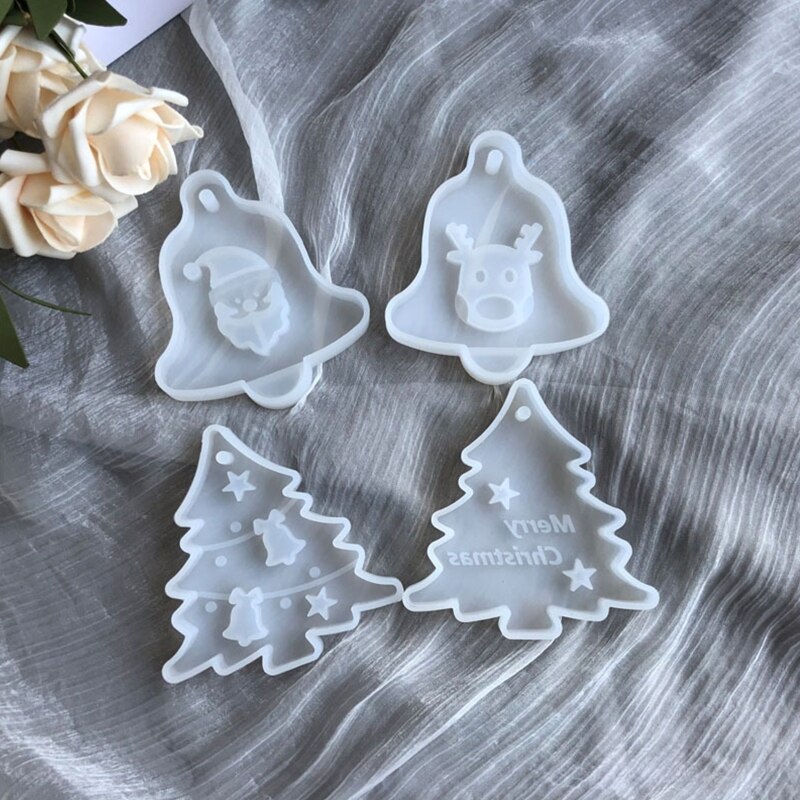 Christmas Tree Bell Elk Pendant Silicone Mould - Crystal Epoxy Resin Casting Form