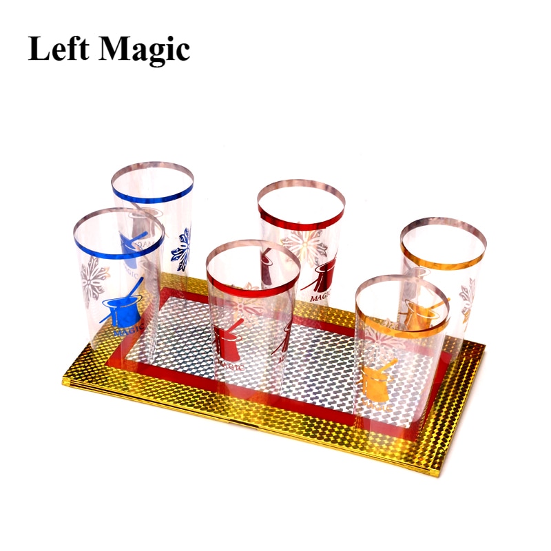 Seks kopper ud fra to tallerkener magiske trick kopper vises scene magiske rekvisitter bord illusioner gimmick tilbehør sjovt  g8185