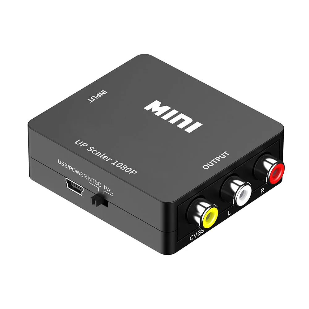 1080p hdmi-adapter hdmi til av-konverter hdmi til rca-adapter cvsb lr-video komposit av-scaler-konverter til pc hdtv-projektor: Sort