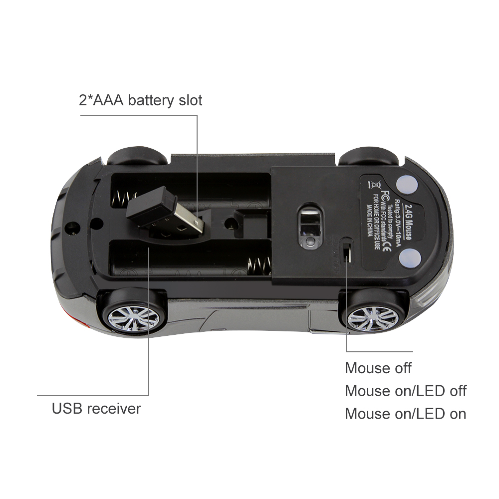 Tragbare 2,4G Wireless Maus Ergonomische 1600 DPI 3D Mini Mäuse USB Optische Cooles Sport Auto Maus Für Laptop PC computer Tablet