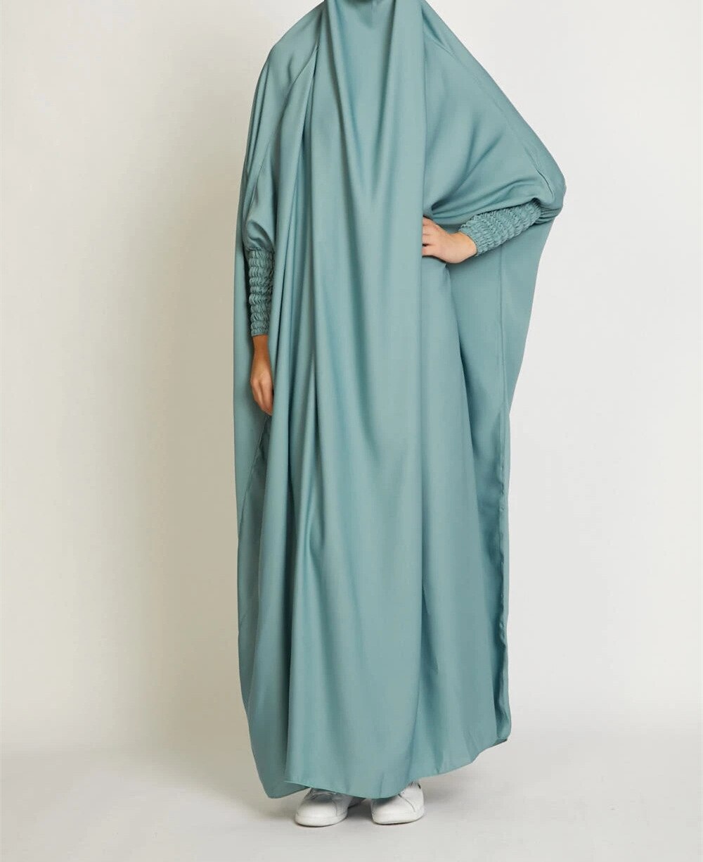 Jilbab – robe de prière en Satin, tenue une pièce élégante, 10 couleurs,: Light green