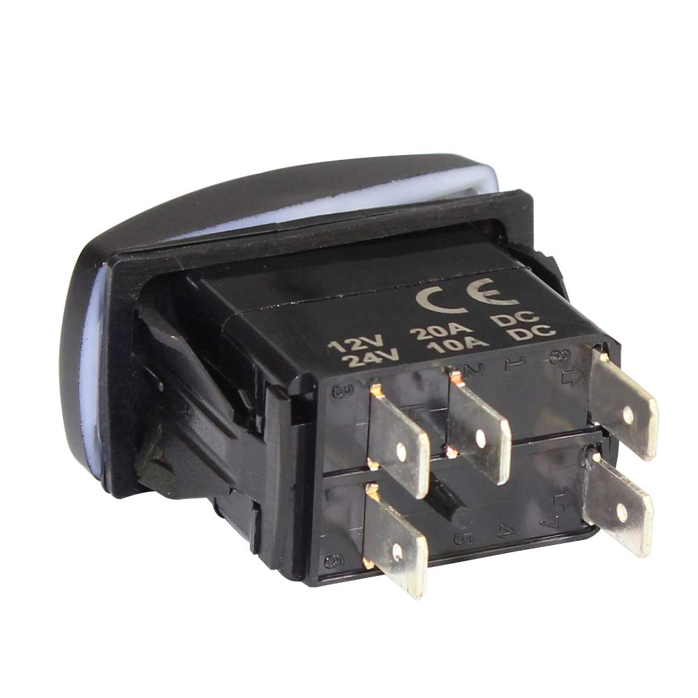 20A 12V Rocker Switch with Dual Blue LED Light Bar Waterproof SPST 5Pin ON-OFF Momentary Horn Switch for Marine Boat Trucks Car