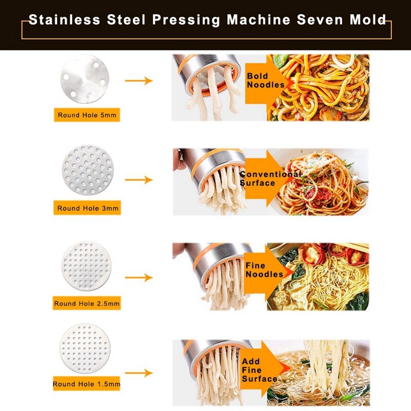 Manual Pasta Machine Kitchen Machine Noodle Cutting Machine with 7-Mode Spaetzle Tool