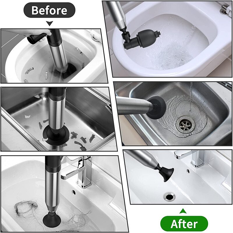 Outil de déblocage de tuyau de nettoyage de cuvette de toilette à haute pression de dragage d&#39;égout pour le piston de tuyau et les éviers de toilettes de bain à ventouse